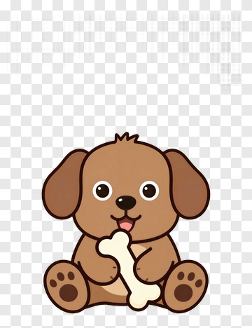 Cartoon Dog Holding A Bone PNG