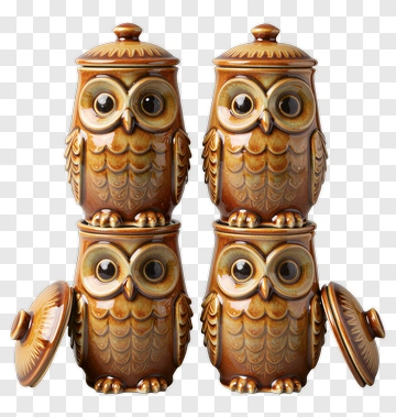 Owl-Shaped Cookie Jars PNG