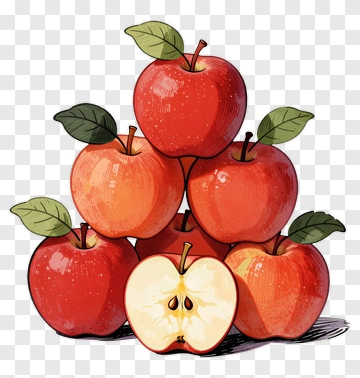 Stack Of Red Apples With A Sliced Apple PNG