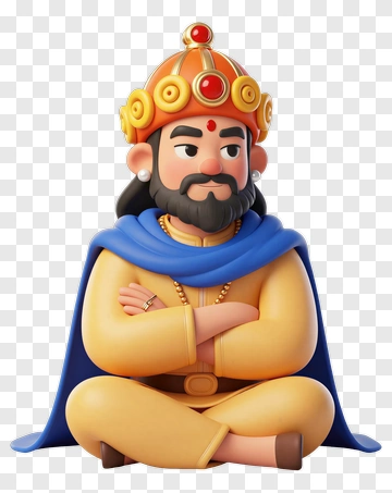 3D Cartoon King Sitting Cross-Legged PNG