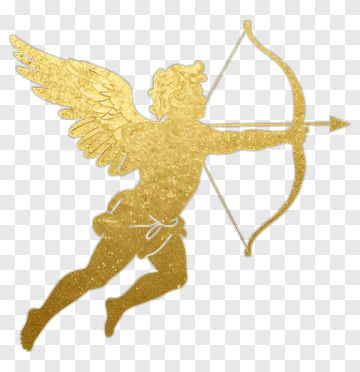 Golden Cupid Holding A Bow And Arrow PNG
