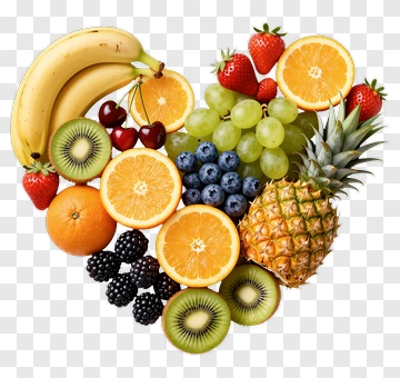 Colorful Heart-Shaped Fruit Arrangement PNG