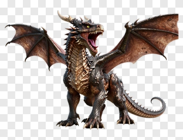3D Dragon With Outstretched Wings PNG