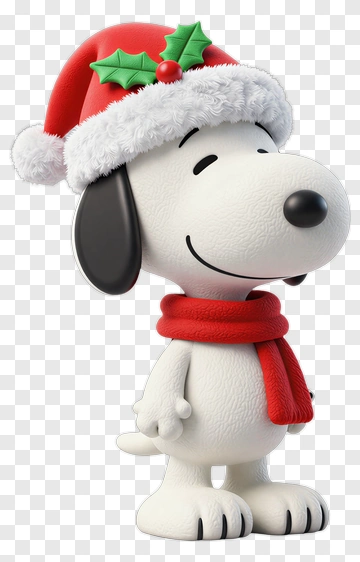 Cartoon Dog Wearing A Christmas Hat And Scarf PNG
