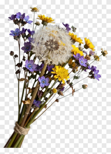 Colorful Wildflower Bouquet With Dandelion PNG