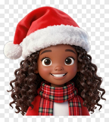 Happy Girl Wearing Santa Hat PNG