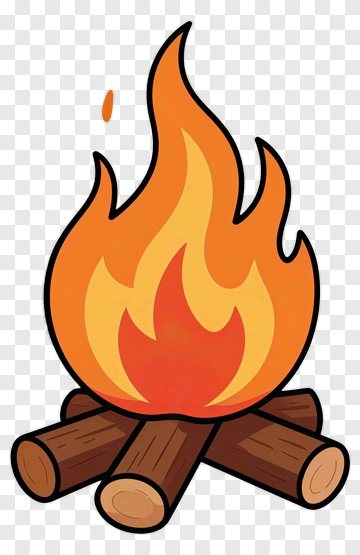 Cartoon Campfire With Flames PNG