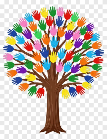 Colorful Handprint Tree PNG