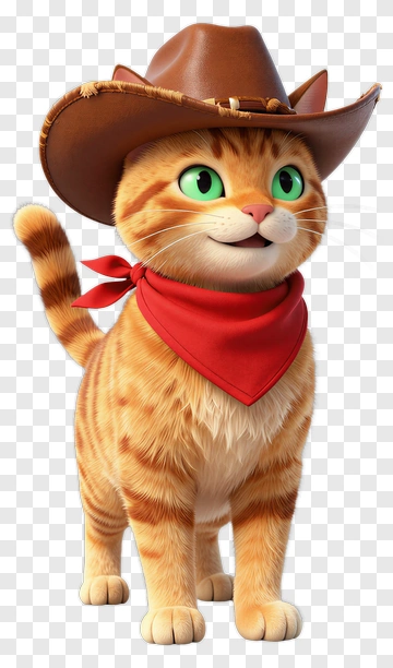 Cartoon Cowboy Cat PNG