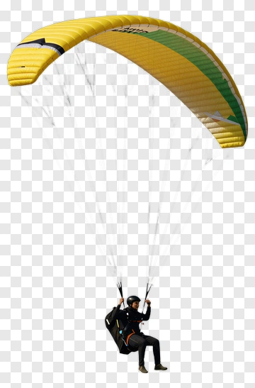 Person Paragliding With A Yellow Canopy PNG