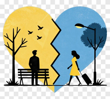 Broken Heart Concept With Man And Woman PNG