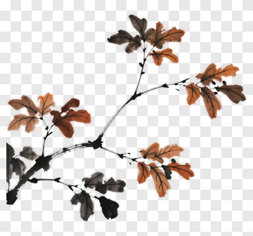 Watercolor Autumn Leaves Branch PNG
