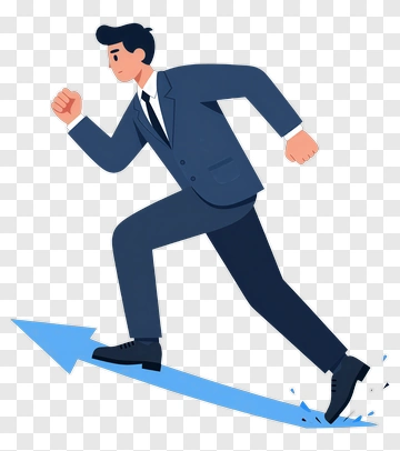 Businessman Running On An Arrow PNG