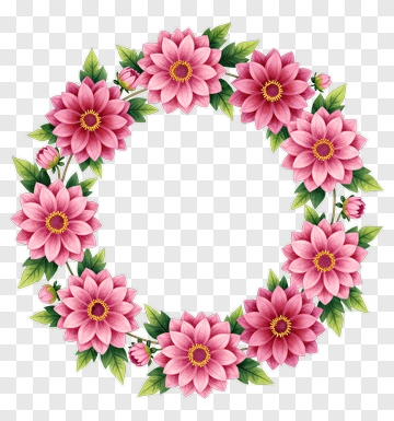 Flower Wreath With Pink Blooms PNG