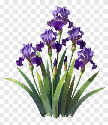 Colorful Iris Flower Cluster PNG