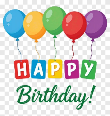 Colorful Birthday Balloons With Happy Birthday Text PNG
