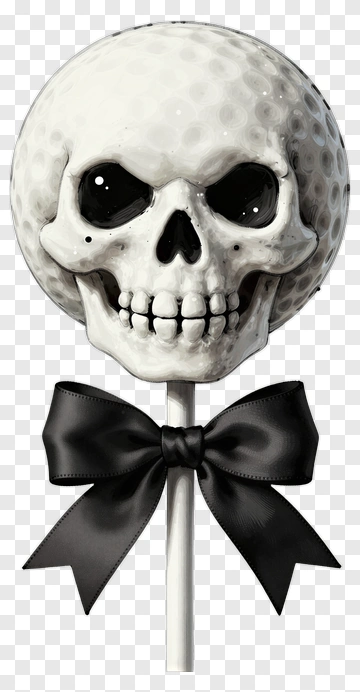 Skull Lollipop With Black Bow PNG