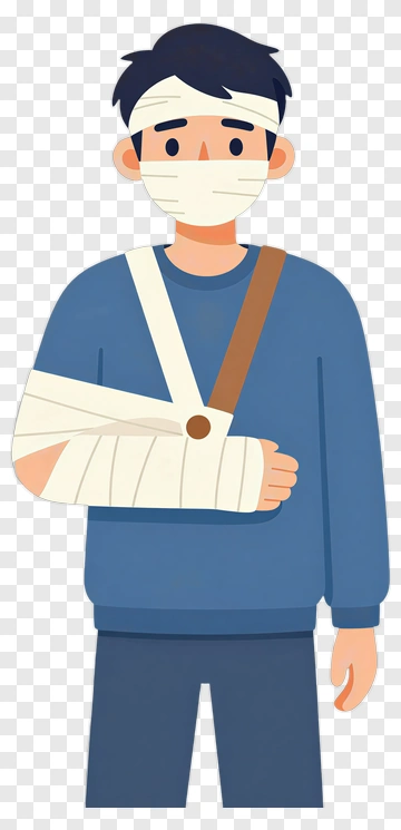 Injured Man With Bandaged Arm PNG