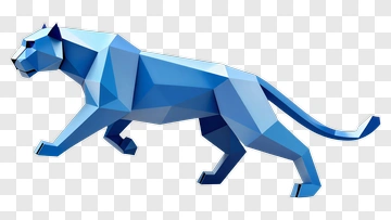 3D Blue Polygonal Panther PNG