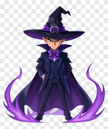 Cartoon Wizard In A Black Hat And Cloak PNG
