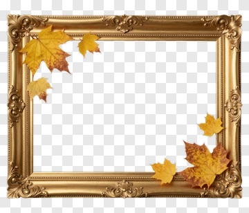 Golden Frame With Autumn Leaves PNG