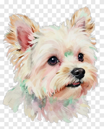 Watercolor Yorkshire Terrier Portrait PNG