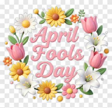 April Fools Day Floral Wreath PNG