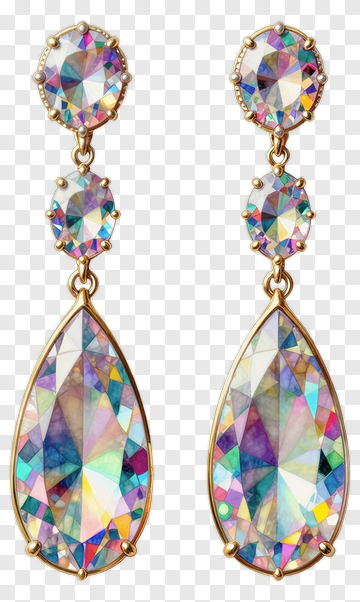 Colorful Tear Drop Earrings PNG