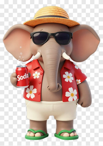 Cartoon Elephant Holding A Soda PNG