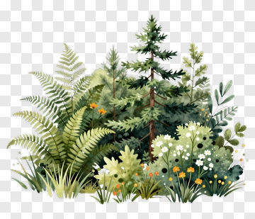 Forest Plants And Foliage Composition PNG
