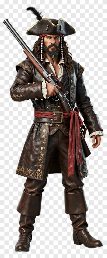 Pirate Captain Holding A Musket PNG