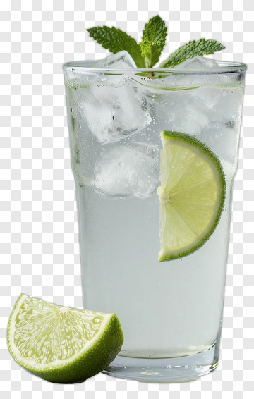 Refreshing Lime Drink With Ice And Mint PNG