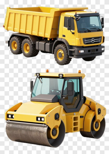 Yellow Construction Trucks PNG