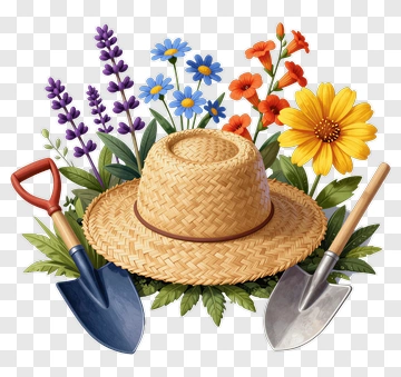 Gardening Tools And Flowers PNG