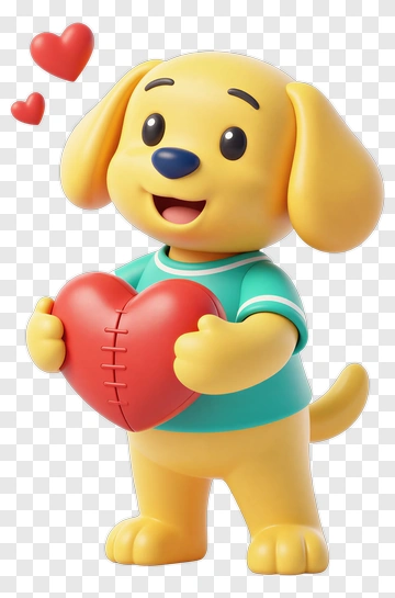 Cartoon Dog Holding A Heart PNG
