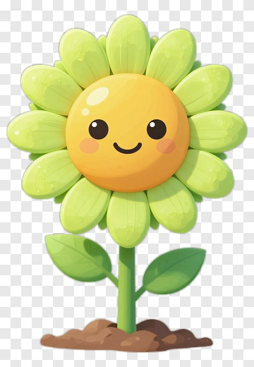 Cartoon Flower With A Happy Face PNG