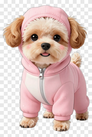 Cartoon Dog In Pink Hoodie PNG
