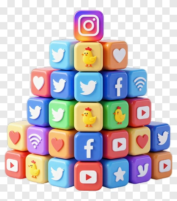 Colorful Social Media Icon Stack PNG