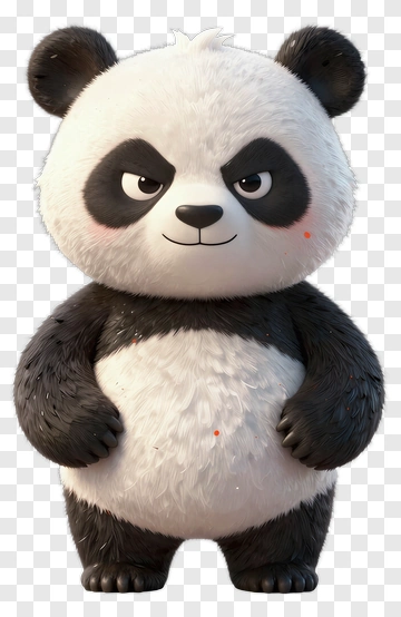 3D Panda Character With A Confident Expression PNG