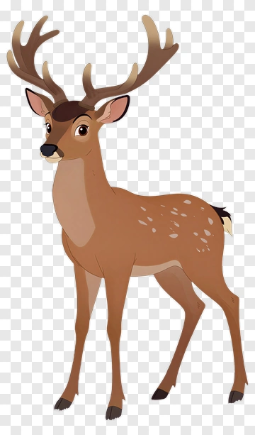 Cartoon Deer With Antlers PNG