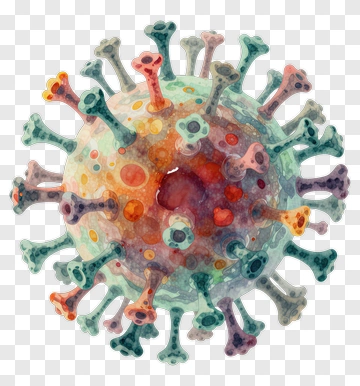 Watercolor Virus Illustration With Colorful Spikes PNG
