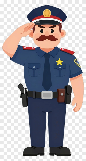 Cartoon Police Officer Saluting PNG