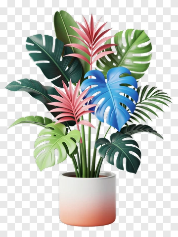 Colorful Potted Plant Arrangement PNG