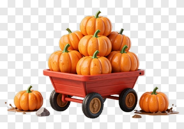 Pumpkin Cart Loaded With Fresh Pumpkins PNG