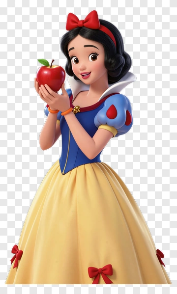 Cartoon Snow White Holding An Apple PNG
