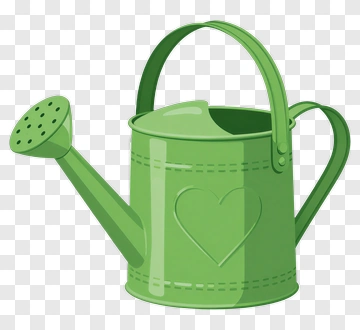 Green Watering Can With Heart Design PNG