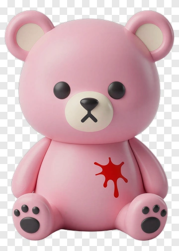 Pink Bear Toy With Red Spot PNG