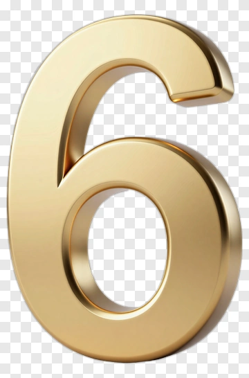 Gold Number Six PNG