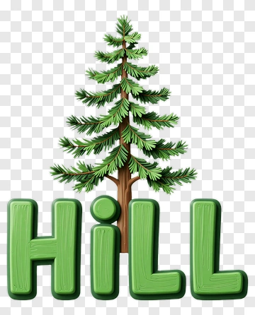 Pine Tree With Hill Text PNG