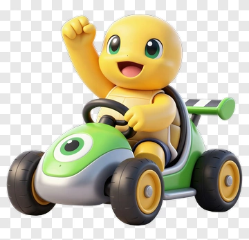 Cartoon Character Driving A Go-Kart PNG
